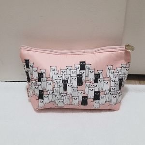 Paul and Joe cat print makeup bag/cosmetic case/pouch in baby pink